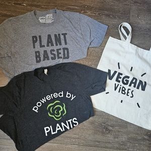 Vegan T shirts and tote bag